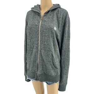 DC Shoes LARGE Heathered Gray Full Zip Up Hoodie Skater Track Jacket